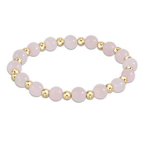 Grateful Pattern 6mm Bead Bracelet Rose Quartz