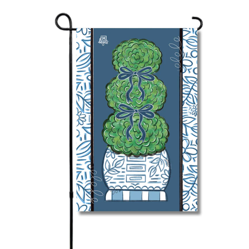 Blue and White Topiary Garden Glam Flag