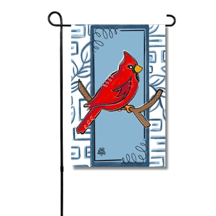 Blue and White Cardinal Garden Glam Flag