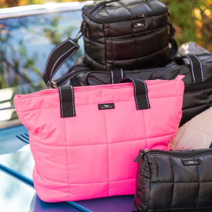 Layover Tote Pop Pink Box Quilted