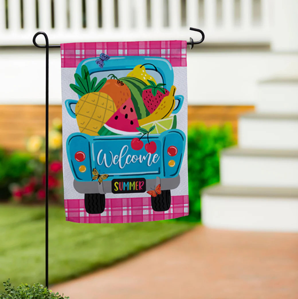 Fruity Truck Burlap Garden Flag