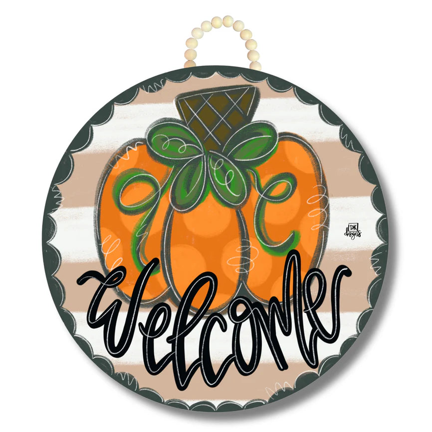 Tan Pumpkin Circle Door Hanger