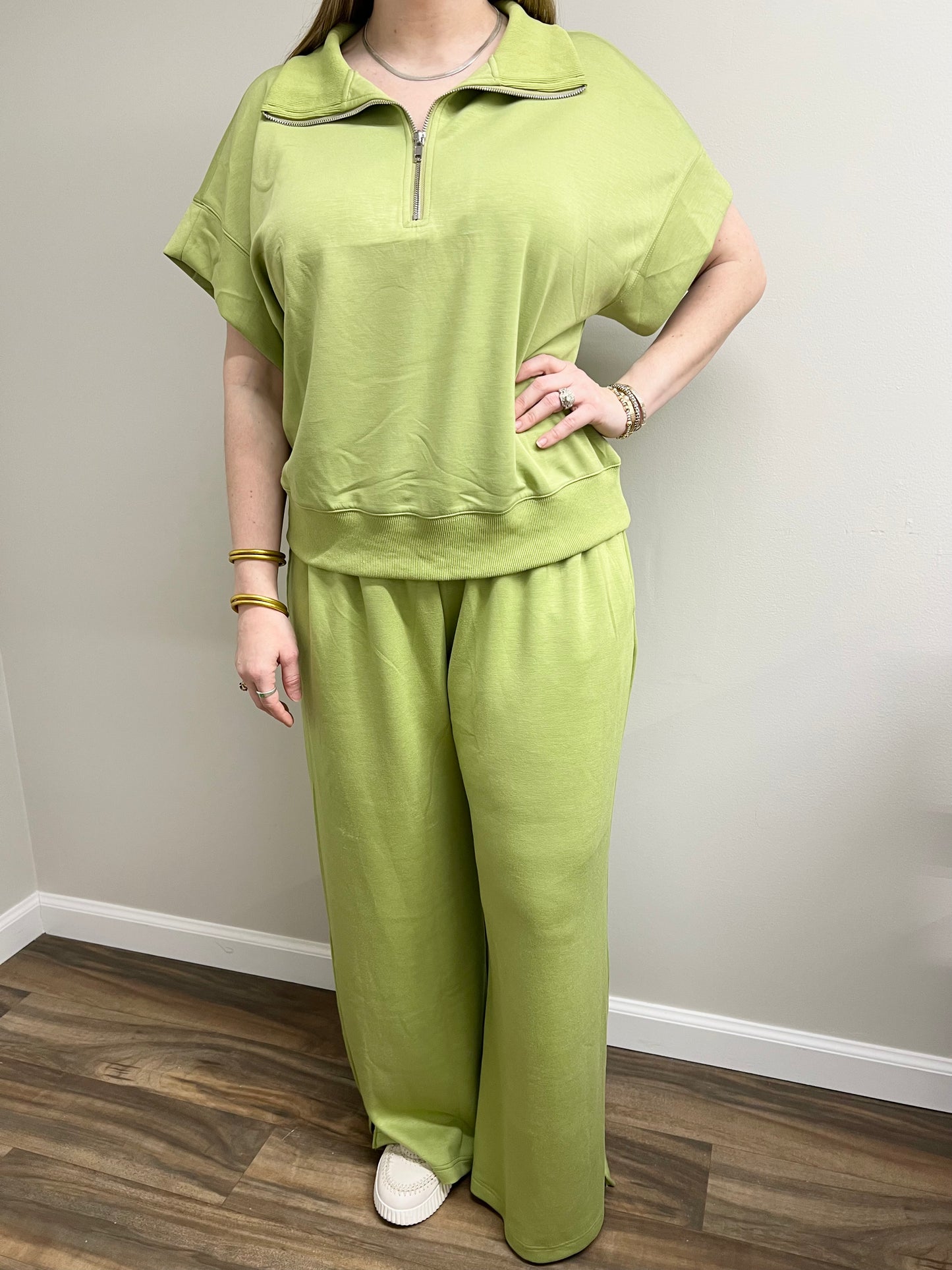 Luxe Knit Dolman Top & Pant Set Tea Green