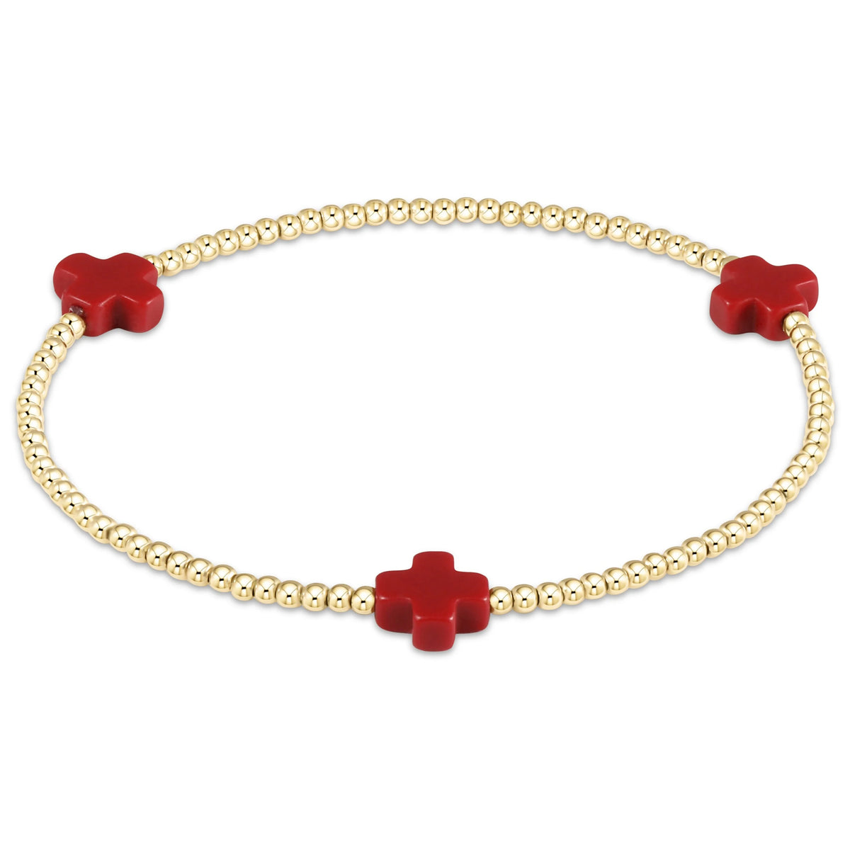 signature cross 2mm gold bracelet Red