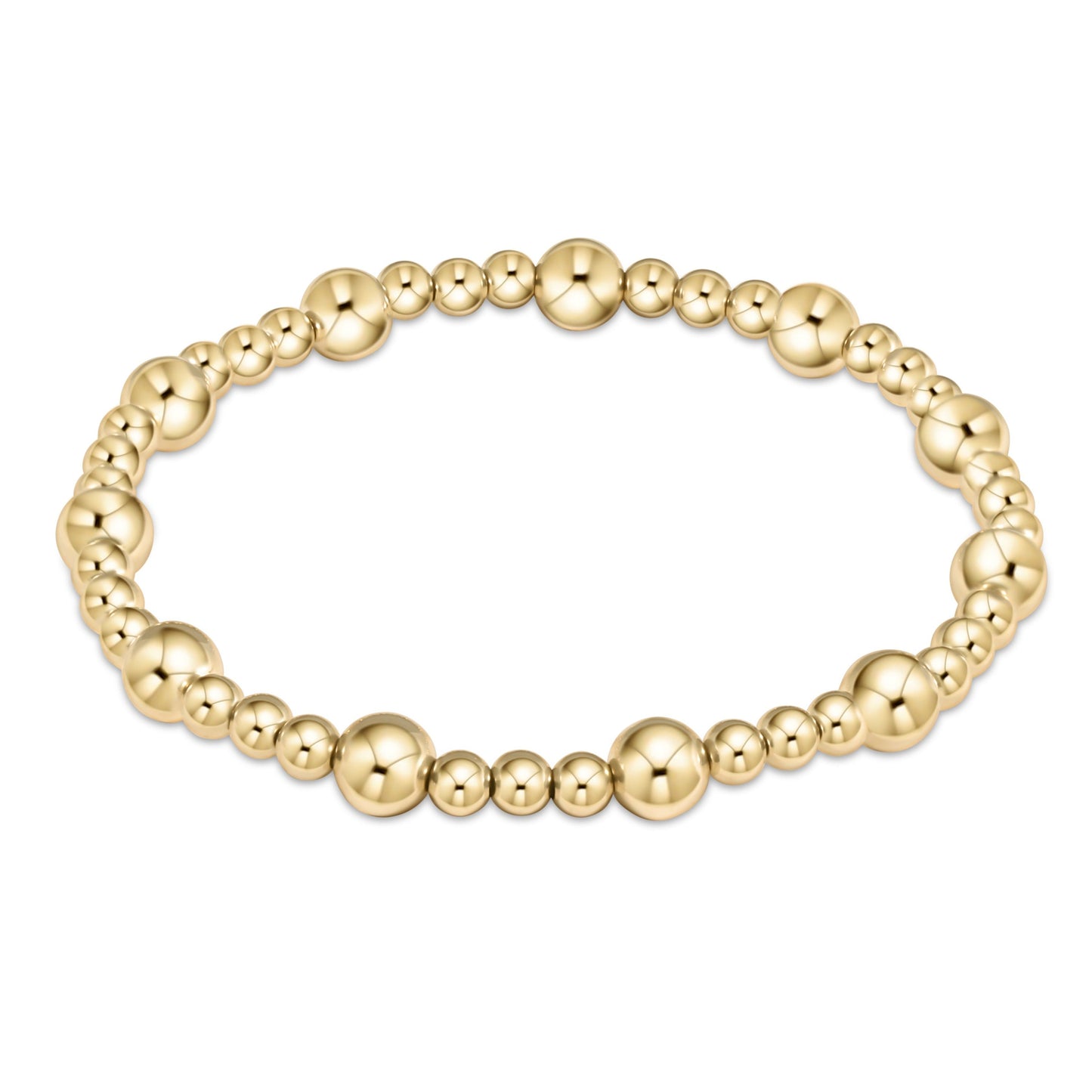 Classic Serenity Pattern 6mm Bead Bracelet Gold Extends