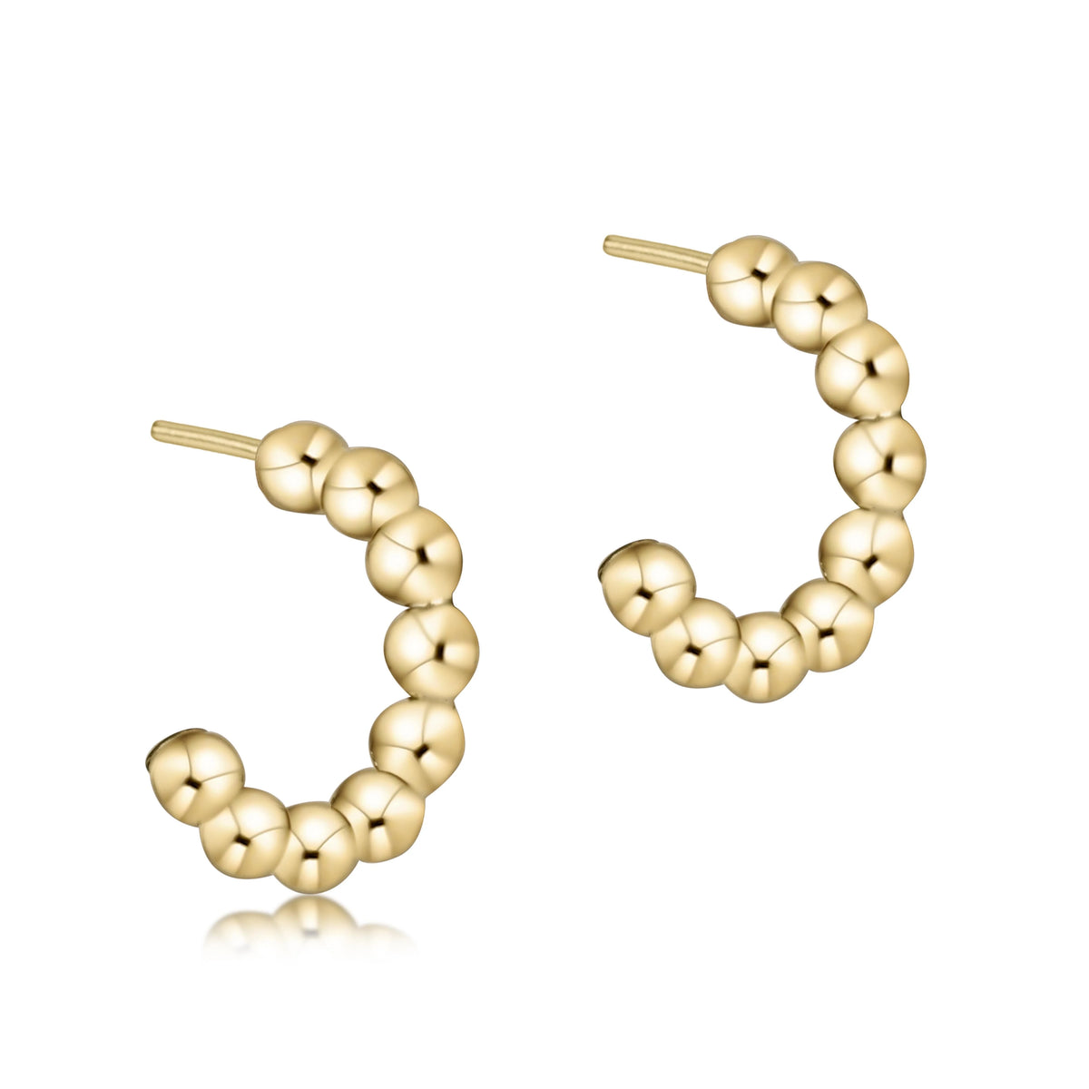 BEADED CLASSIC 1" POST HOOP - 4MM GOLD