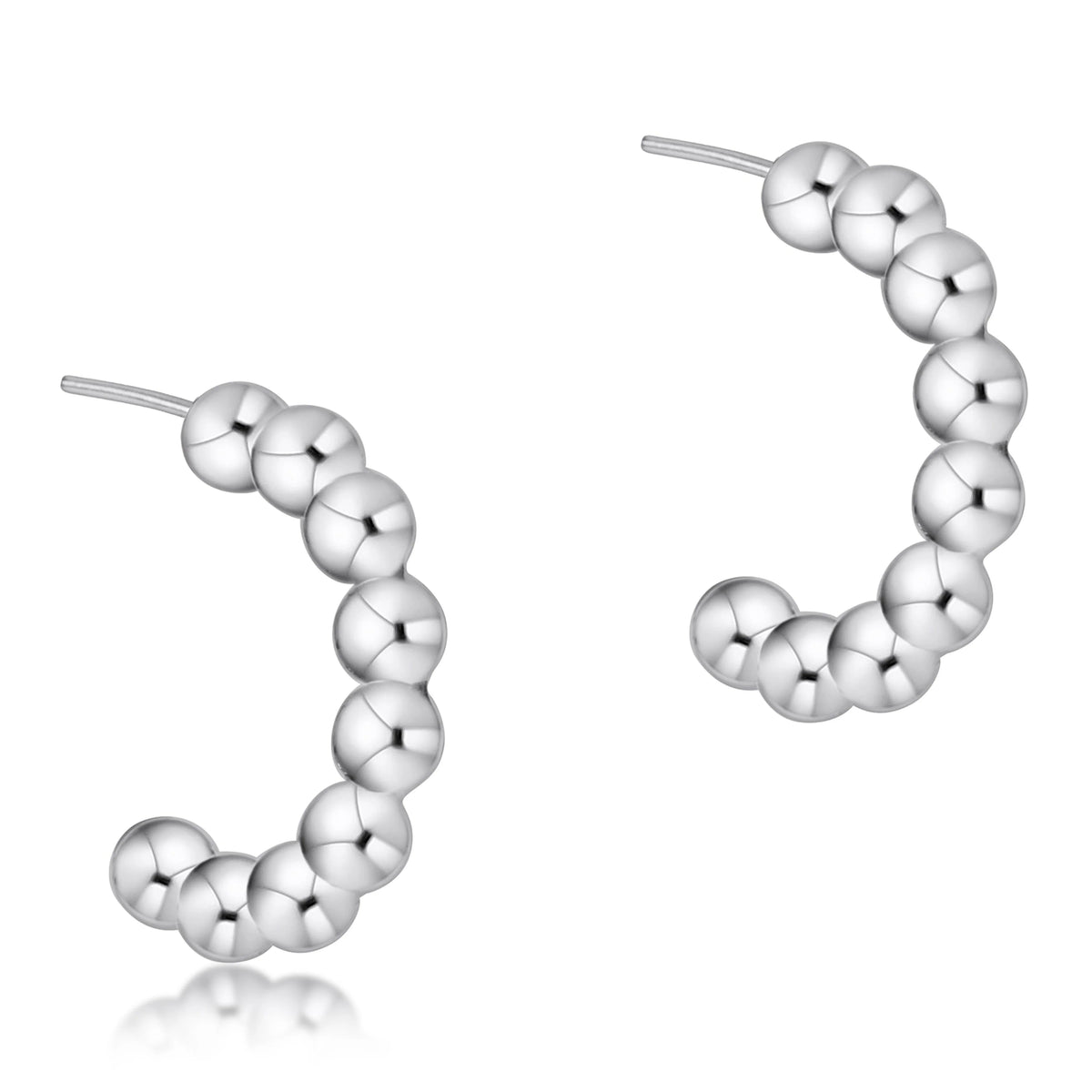 beaded classic 1" post hoop - 4mm sterling