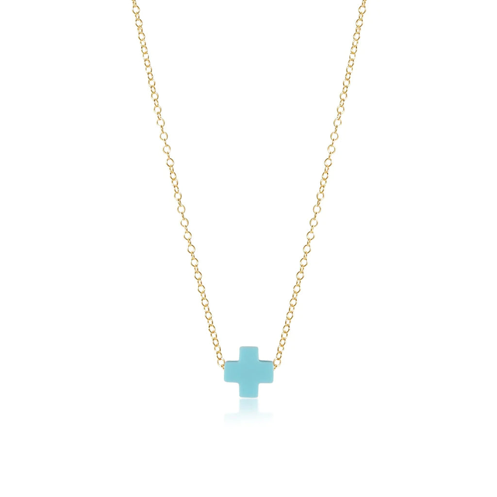 Signature Cross Necklace Turquoise Glod