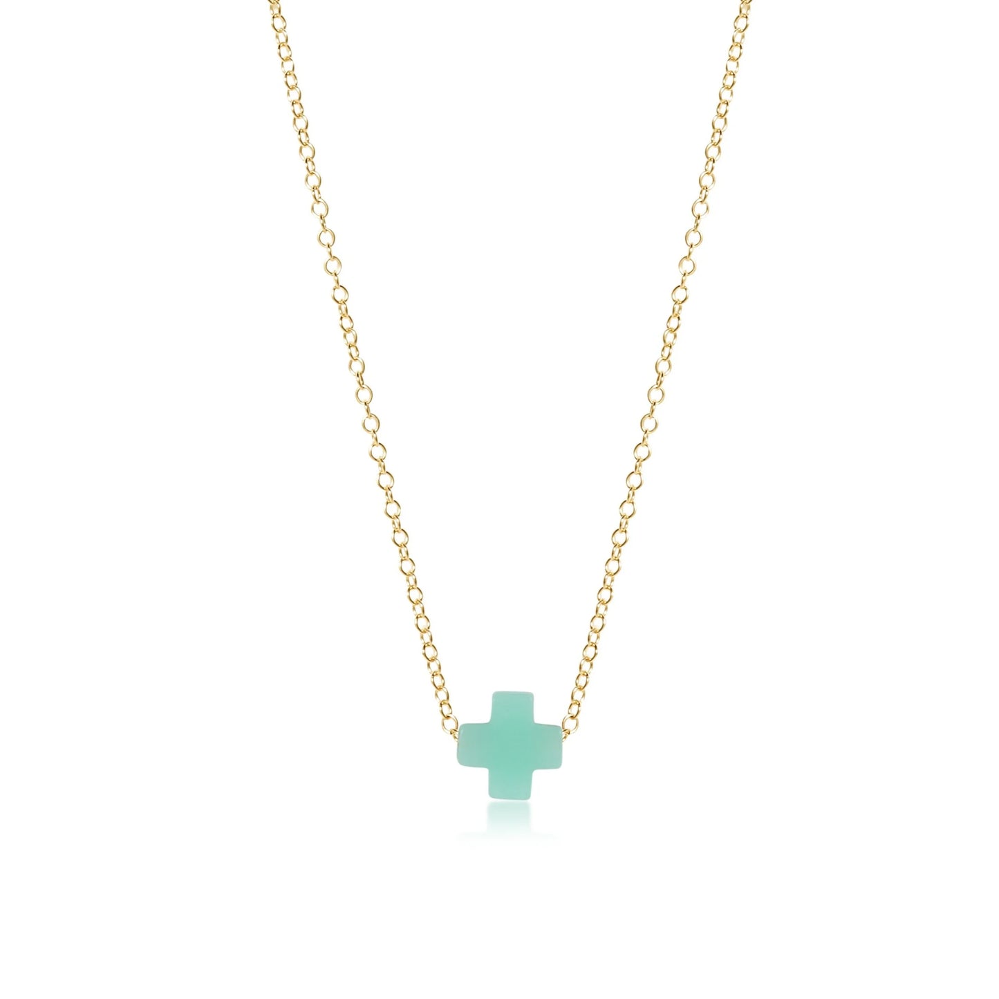 16" NECKLACE GOLD - SIGNATURE CROSS SMALL TURQUOISE