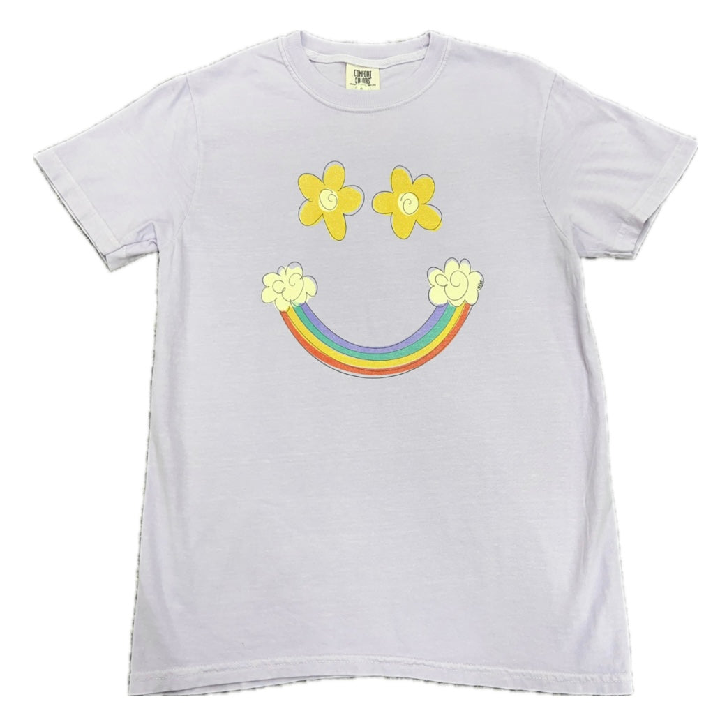 Rainbow Smiley Tshirt in Lilac
