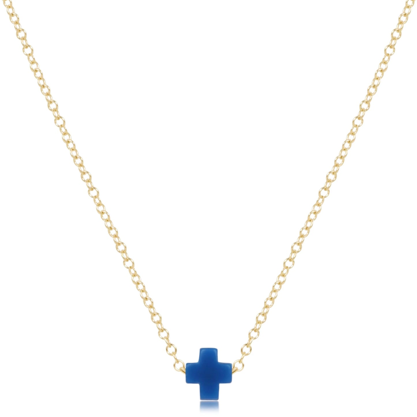 16" NECKLACE GOLD - SIGNATURE CROSS SMALL COBALT