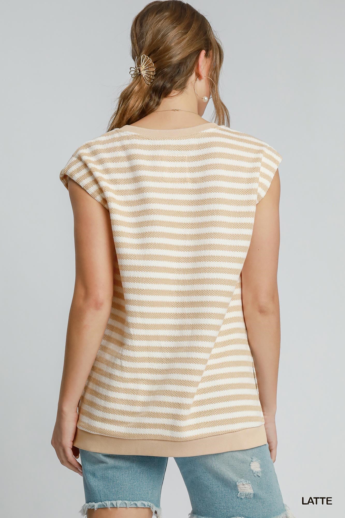 Strip Knit Sleeveless Top