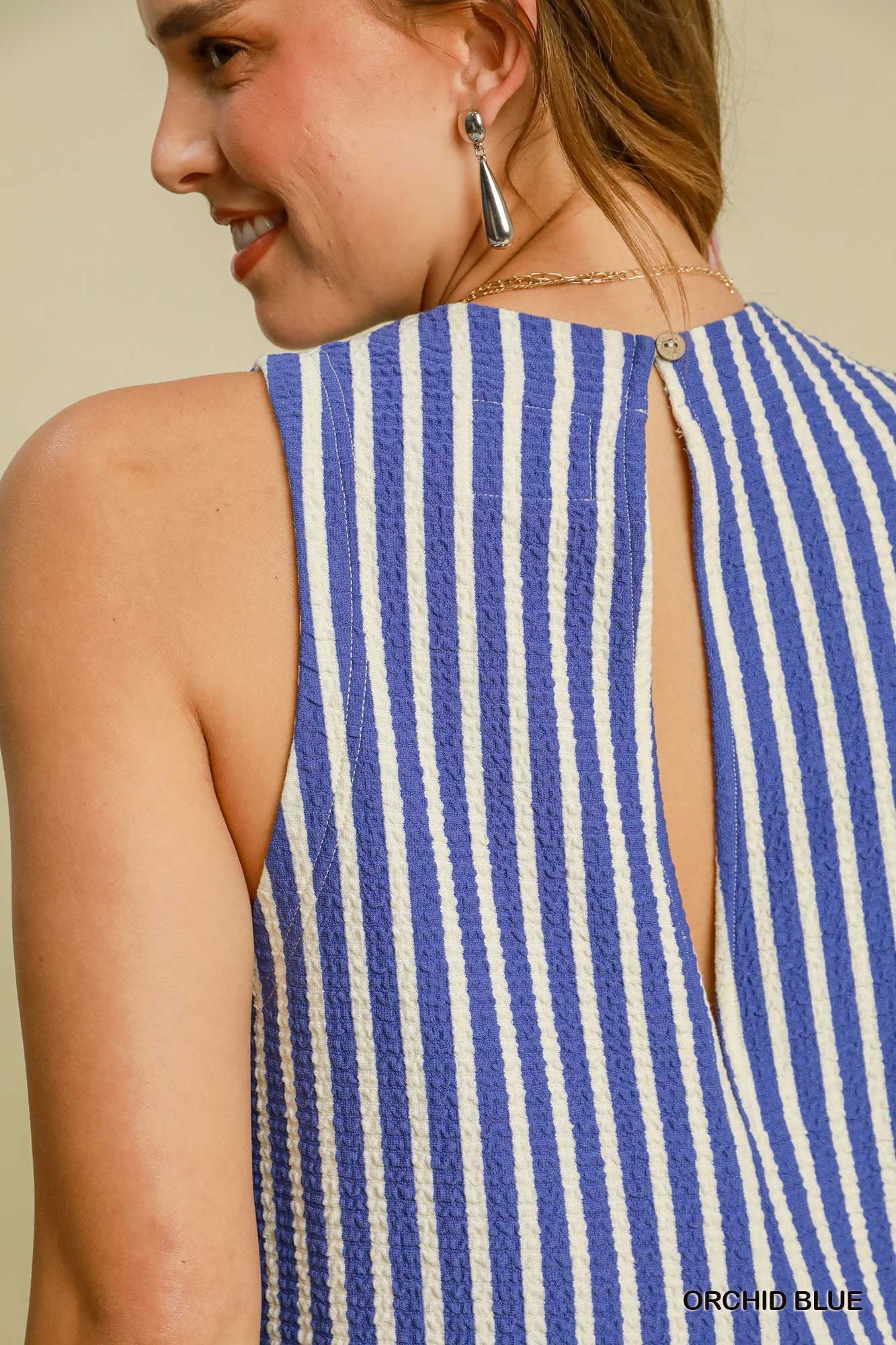 Stripe Romper Orchid Blue
