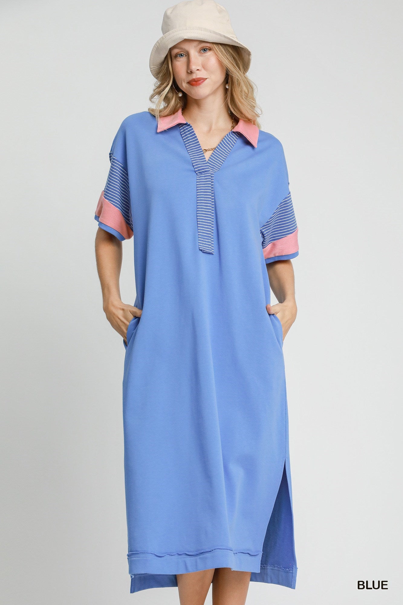 French Terry Midi Dress Blue