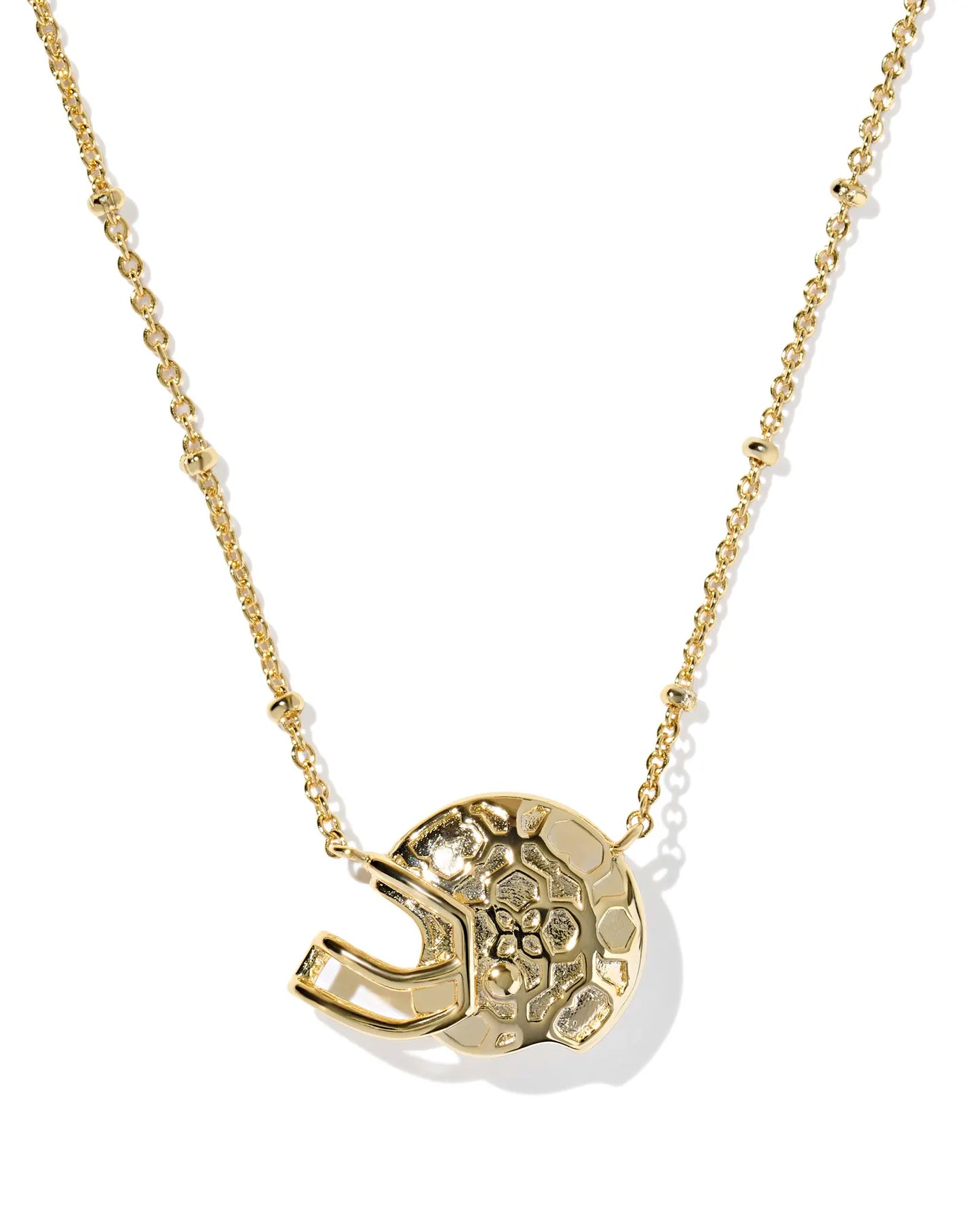 Football Helmet Short Pendant Necklace Gold Mother Of Pearl