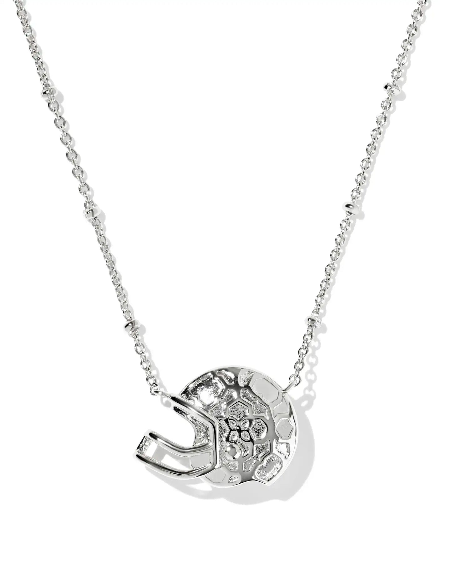 Football Helmet Short Pendant Necklace Silver Mother Of Pearl