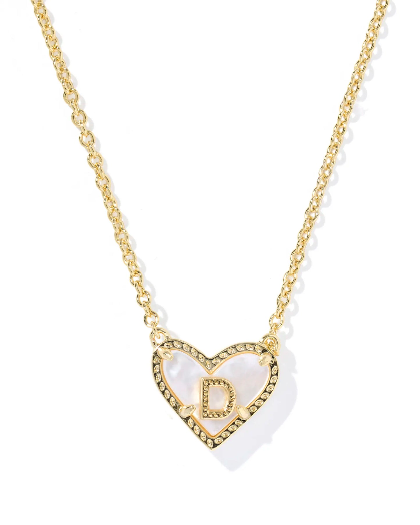 Heart Letter Necklace Gold Mother Of Pearl