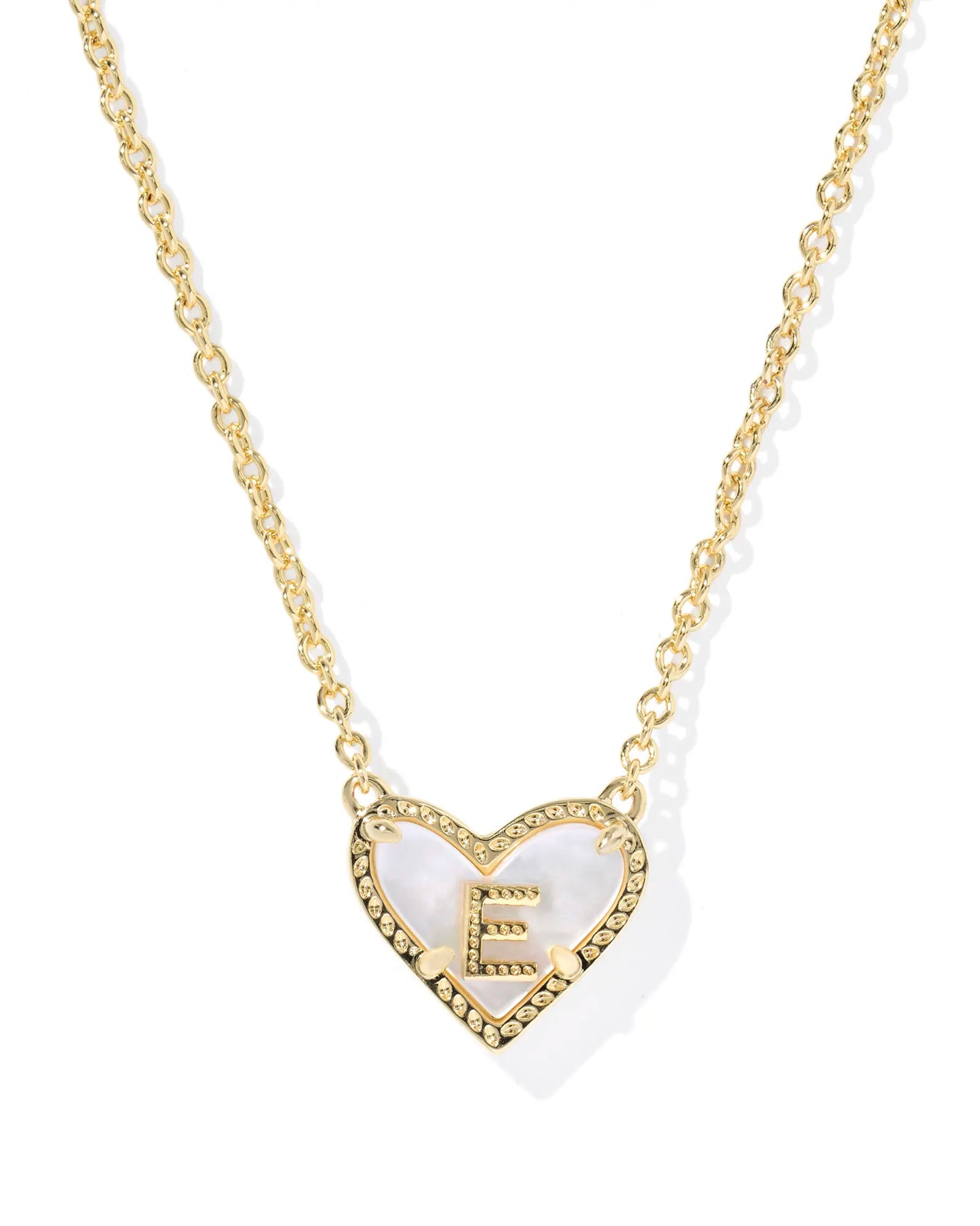 Heart Letter Necklace Gold Mother Of Pearl