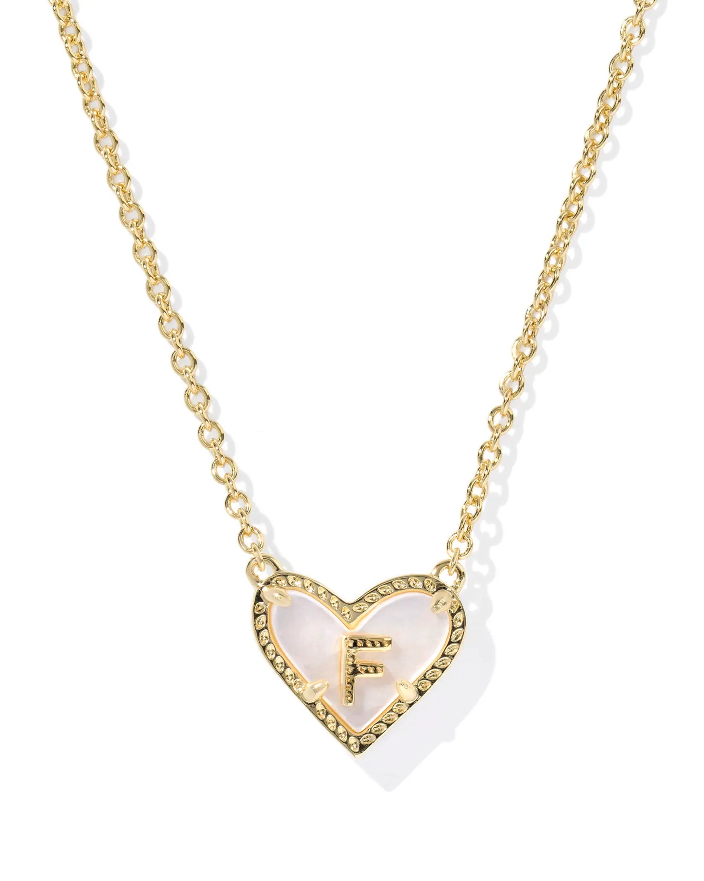 Heart Letter Necklace Gold Mother Of Pearl