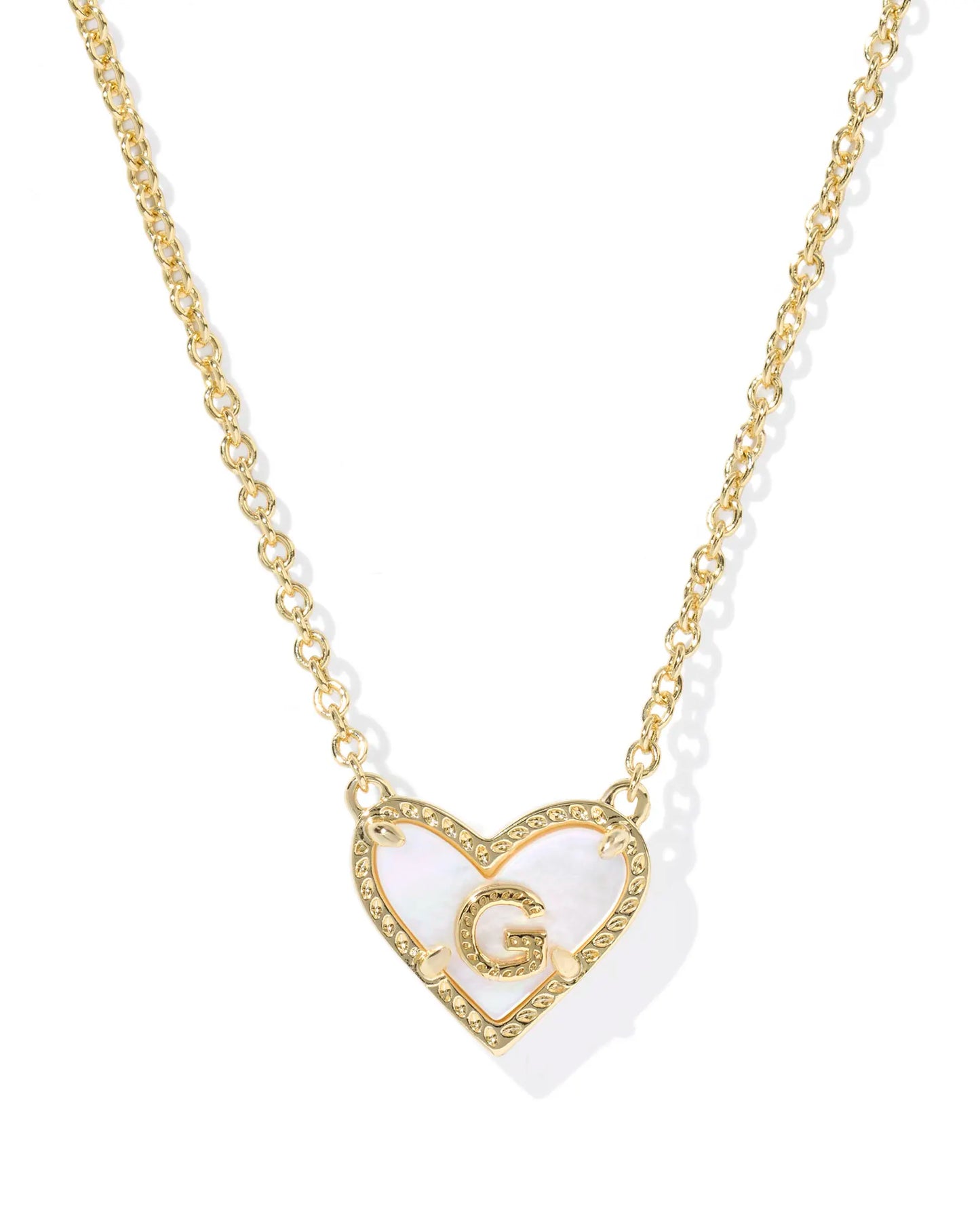 Heart Letter Necklace Gold Mother Of Pearl