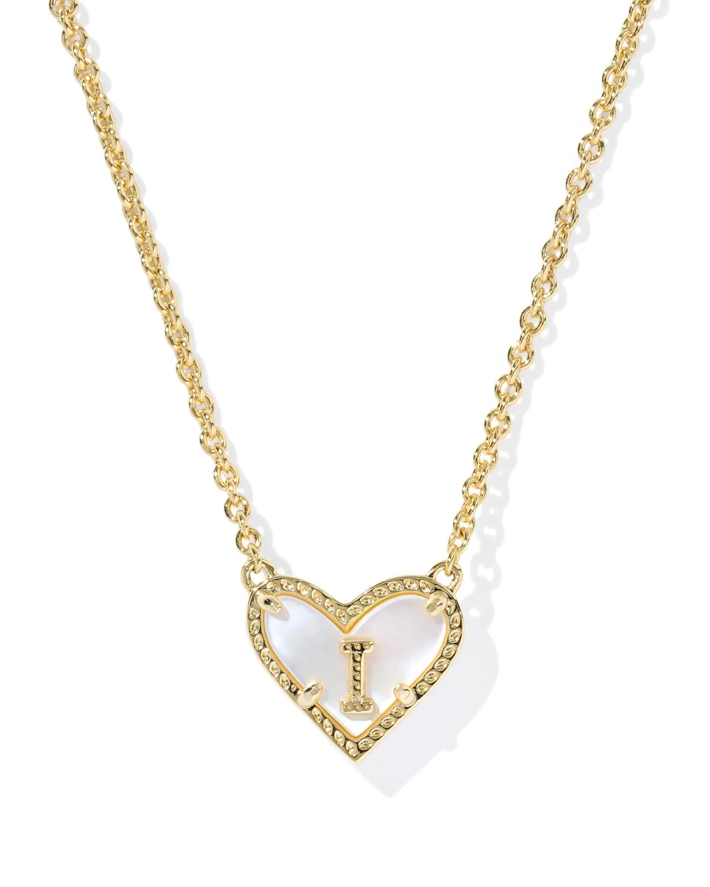 Heart Letter Necklace Gold Mother Of Pearl