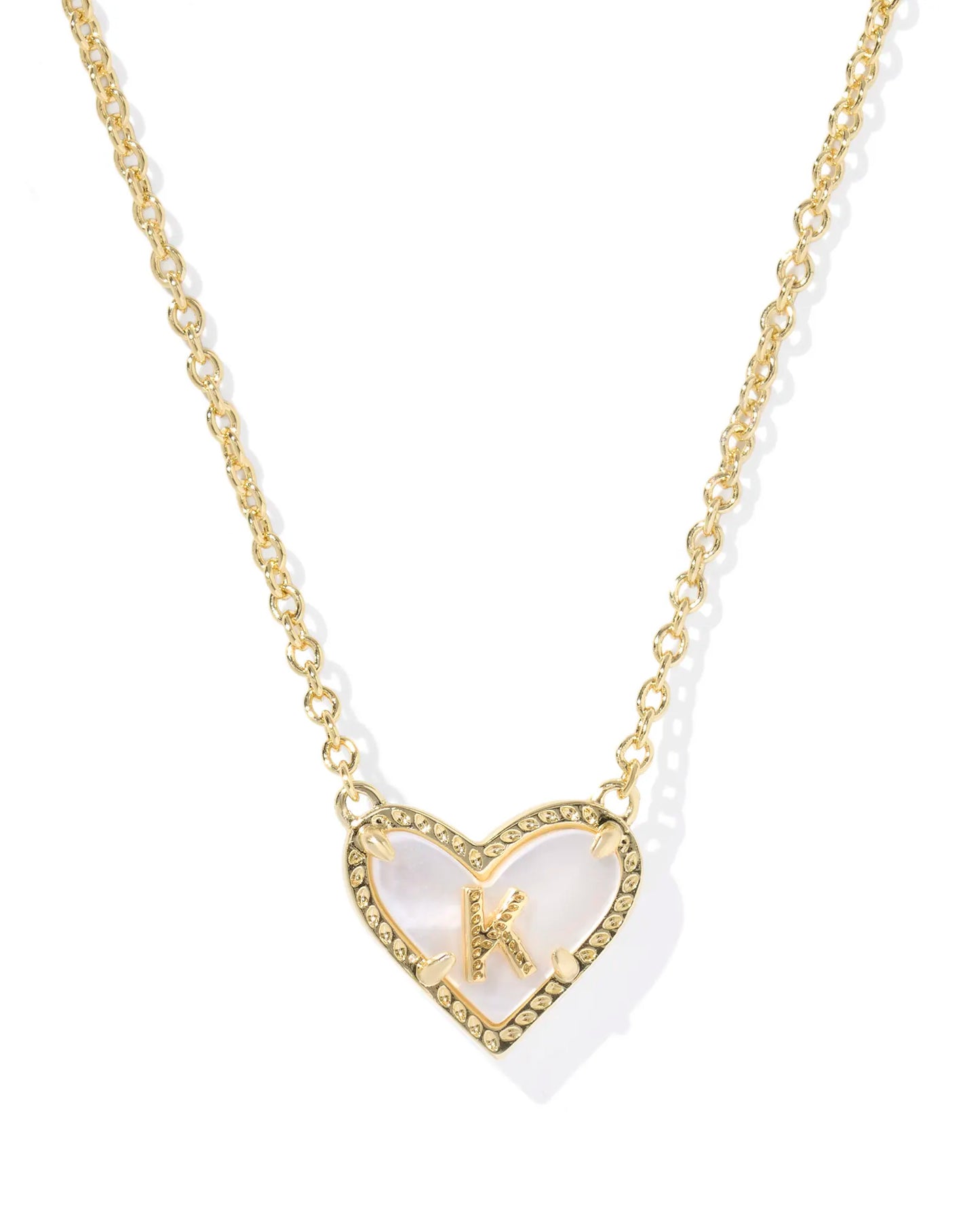 Heart Letter Necklace Gold Mother Of Pearl