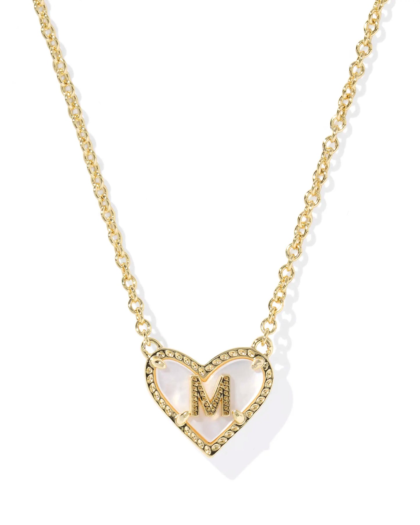Heart Letter Necklace Gold Mother Of Pearl