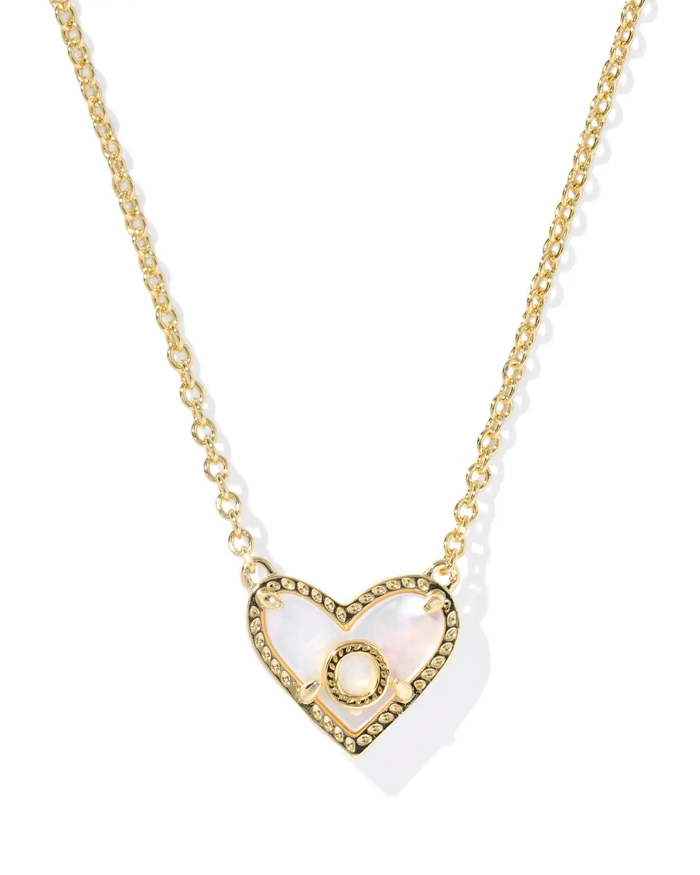 Heart Letter Necklace Gold Mother Of Pearl