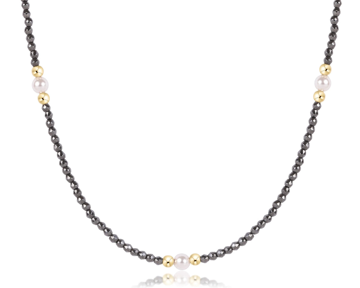 choker beaded - purpose pearl 4mm faceted hematite 17"