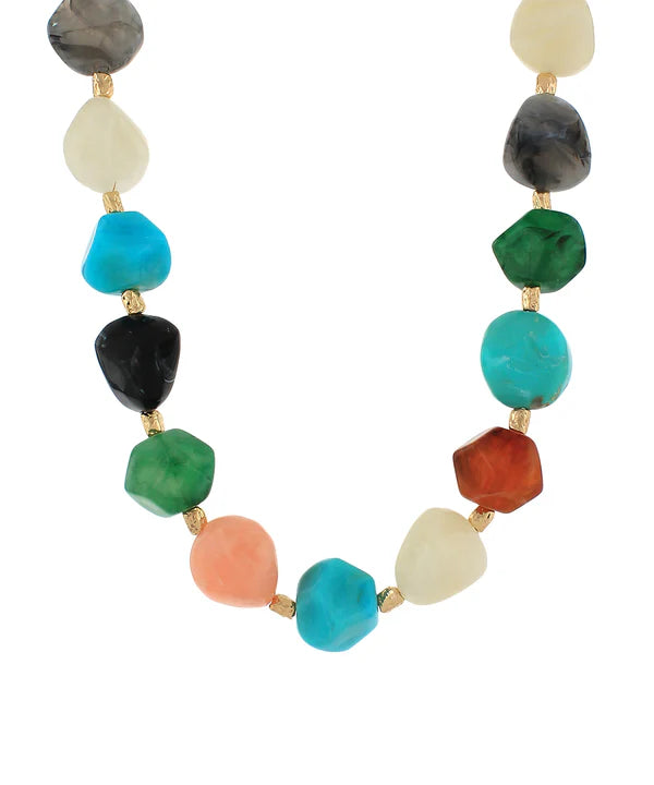 Acrylic Nuggets Shape Necklace in Turquoise