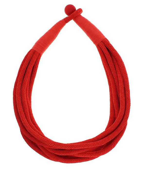 Multi Strand Rope Necklace in Red