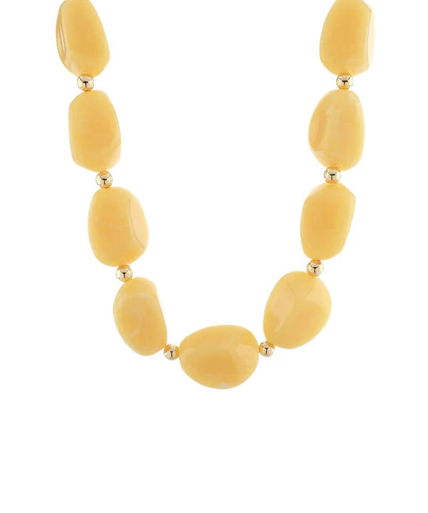 Marble Pebble & CCB Ball Necklace in Yellow