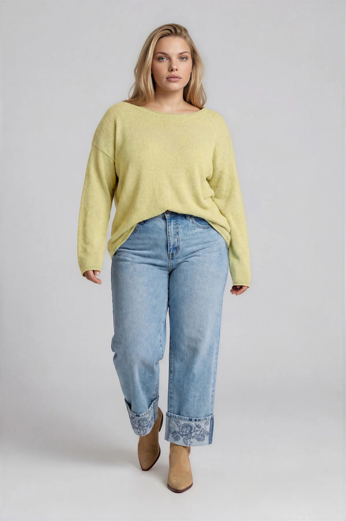 Raw Edge Knit Sweater in Butter Yellow