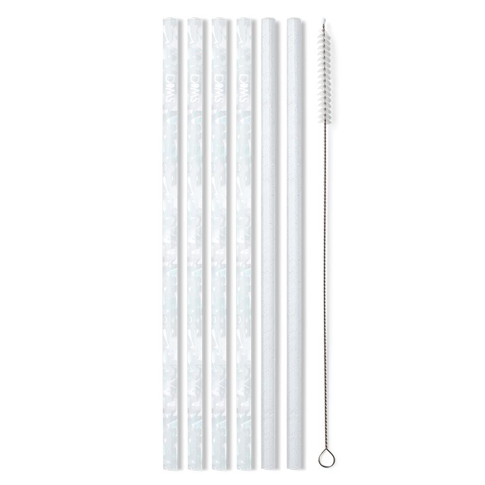 Bride to Be + Silver Glitter Reusable Straw Set