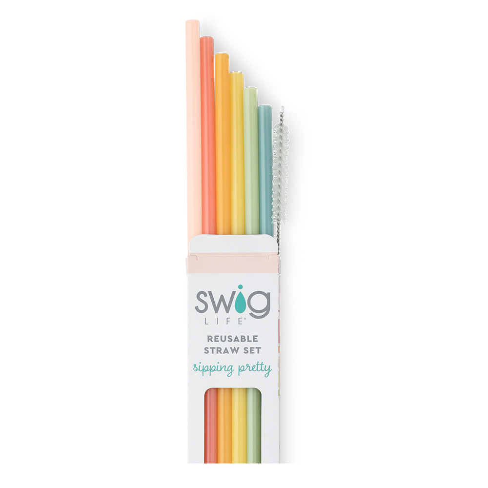 Reusable Straw Set Good Vibrations Rainbow