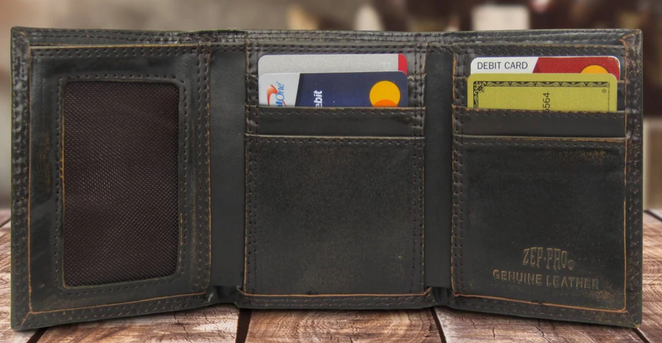 Burnished Antique Trifold Wallet - Ole Miss