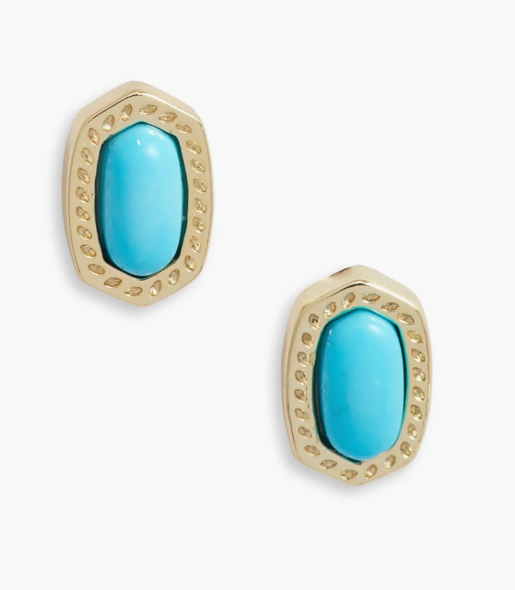Baby Ellie Stud Earrings in Gold Turquoise Magnesite