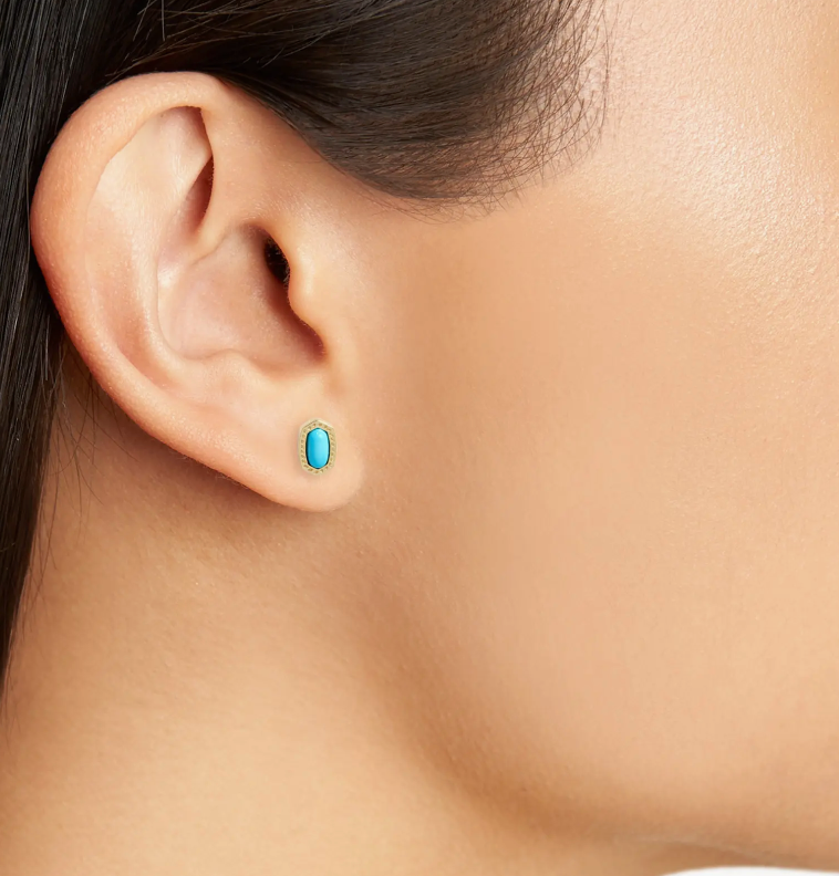 Baby Ellie Stud Earrings in Gold Turquoise Magnesite