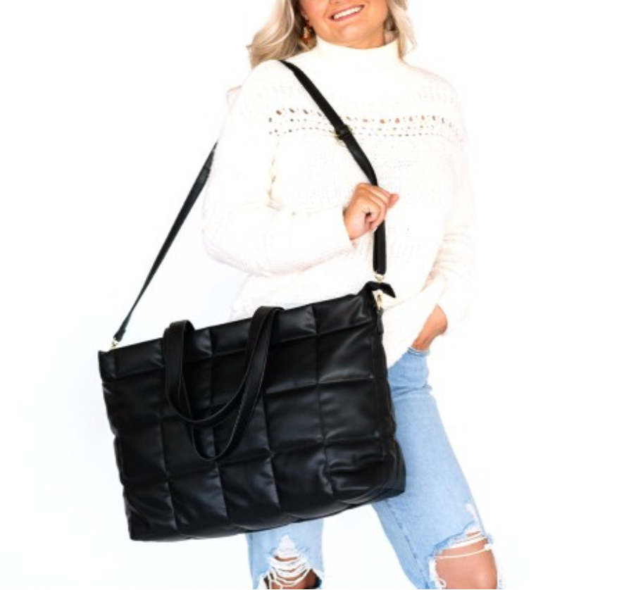 Parker Puffy Tote in Black