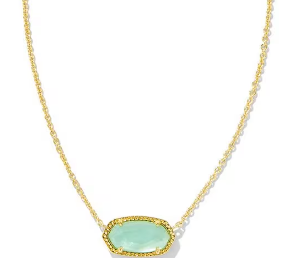 Elisa Necklace Gold Lt Green MOP