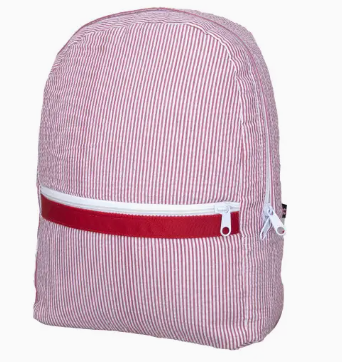 Red Seersucker Medium Backpack