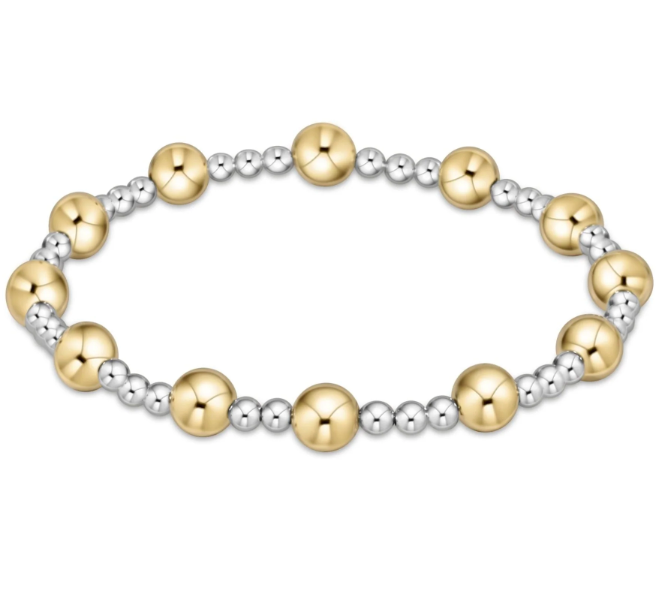 CLASSIC SINCERITY PATTERN 6MM BEAD BRACELET - MIXED METAL