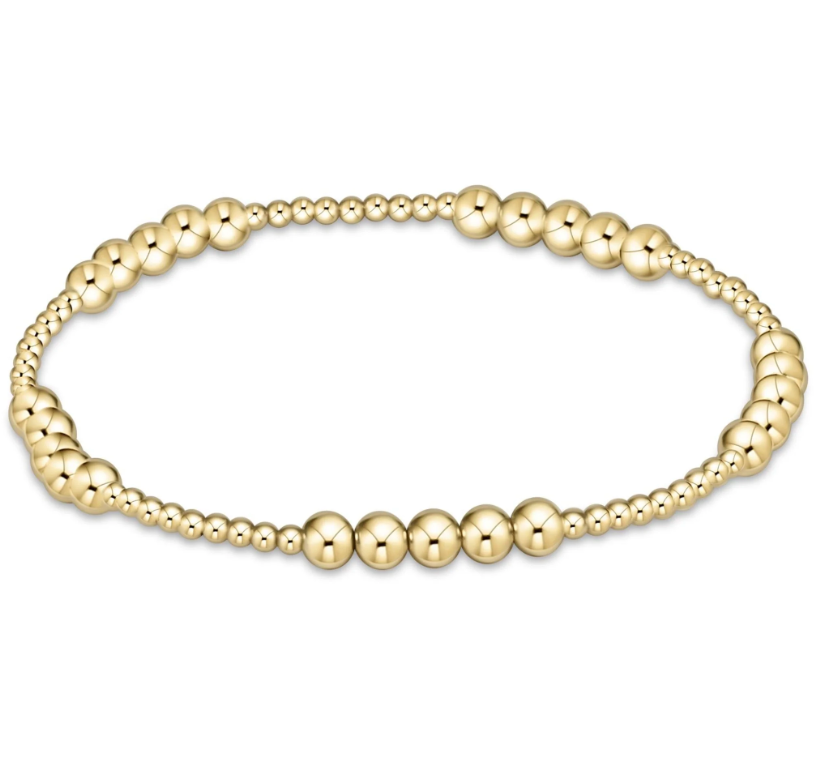 CLASSIC BLISSFUL PATTERN 2MM BEAD BRACELET - 4MM GOLD
