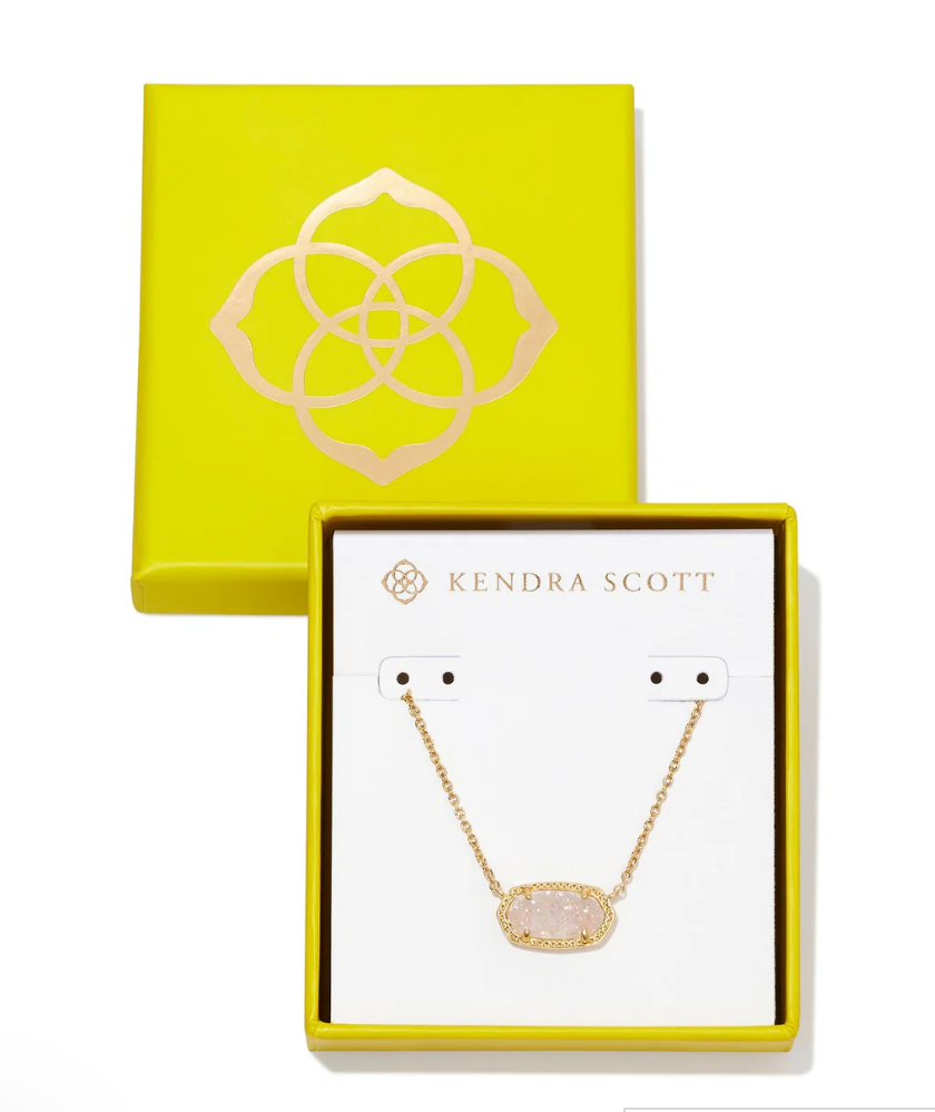 Boxed Elisa Pendant Necklace in Gold Iridescent Drusy
