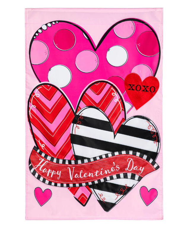 Happy Valentine's Day Sweethearts Applique Garden Flag