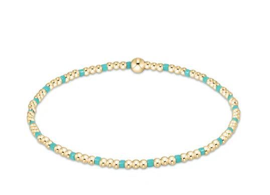 Hope Sincerity Pattern 2mm Bead Bracelet - Turquoise