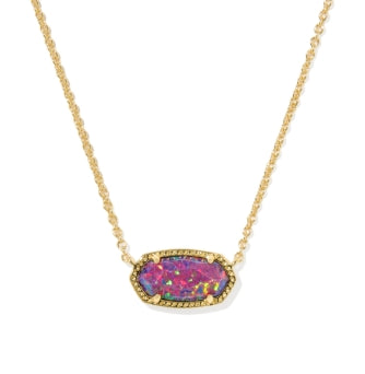 Elisa Pendant Necklace Gold Dark Lavender Kyocera Opal