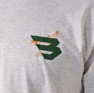 SHORT SLEEVE TEE - DUCK FLYING B (GREEN) LOGO - OATMEAL