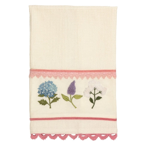 Floral Embroidered Waffle Towel