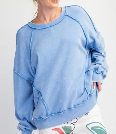 Mineral Washed Pullover with Pockets